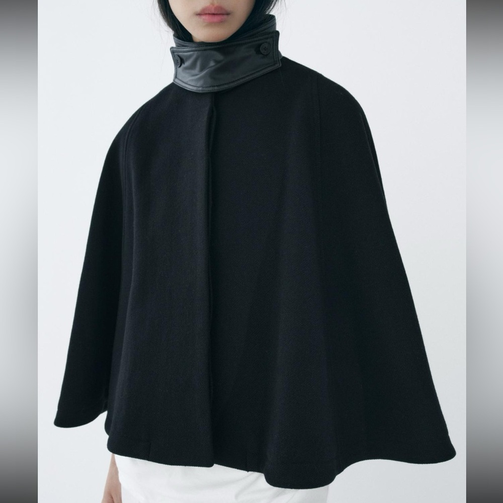Zara Manteco Wool Cape Coat ZW Collection